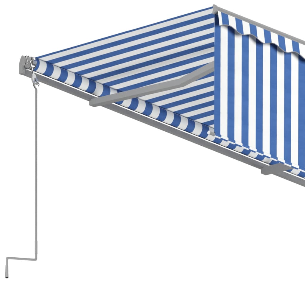 Automatic retractable awning with blind 3x2.5 m Blue and white