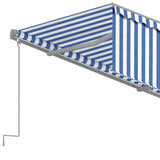 Automatic retractable awning with blind 3x2.5 m Blue and white