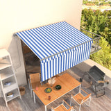 Automatic retractable awning with blind 3x2.5 m Blue and white