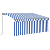 Manual retractable awning with LED blind 3.5x2.5m Blue and white