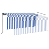 Manual retractable awning with LED blind 3.5x2.5m Blue and white