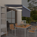 Manual retractable awning with LED blind 3.5x2.5m Blue and white