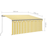 Auvent rétractable manuel store LED 3,5x2,5 m Jaune et blanc