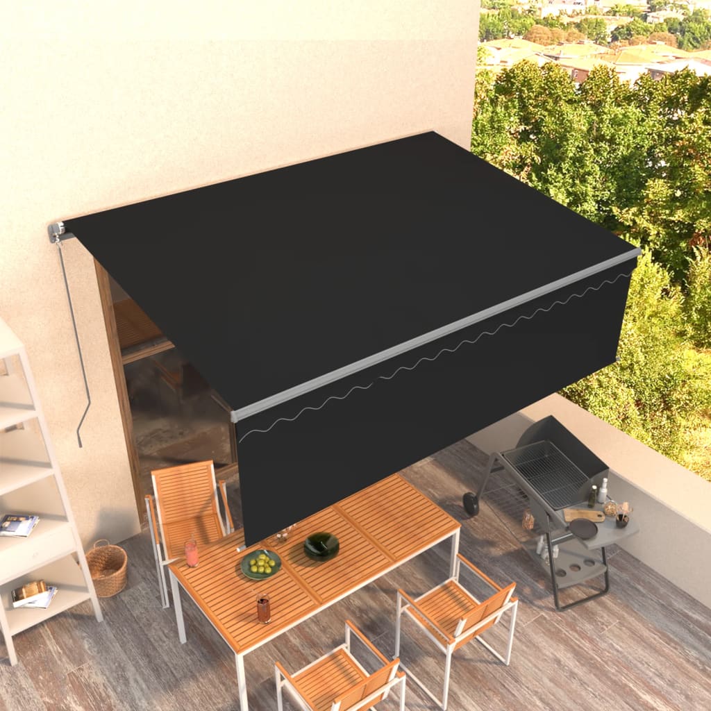 Auvent manuel rétractable avec store 4x3 m Anthracite