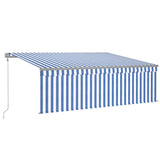 Automatic awning blind wind sensor LED 4x3m Blue and white