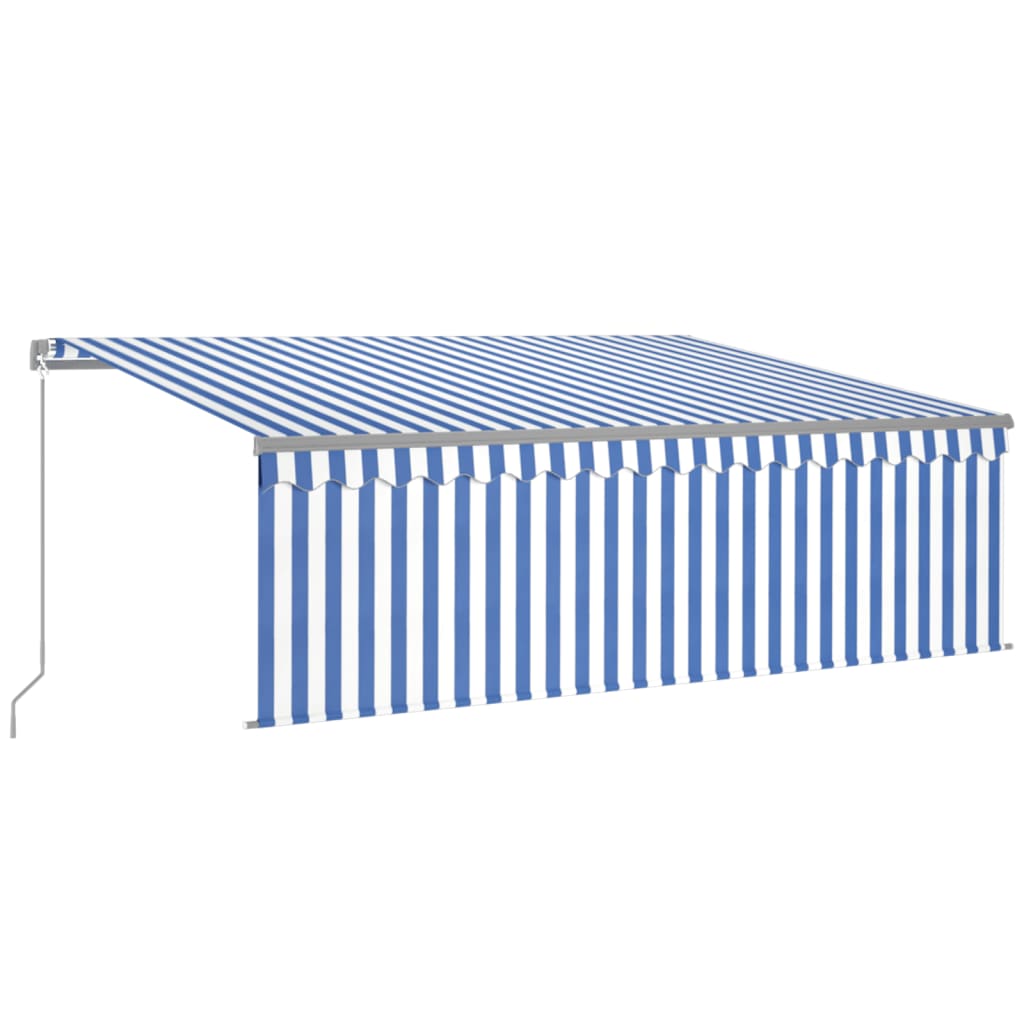 Manual retractable awning with blind and LED 4.5x3 m Blue white