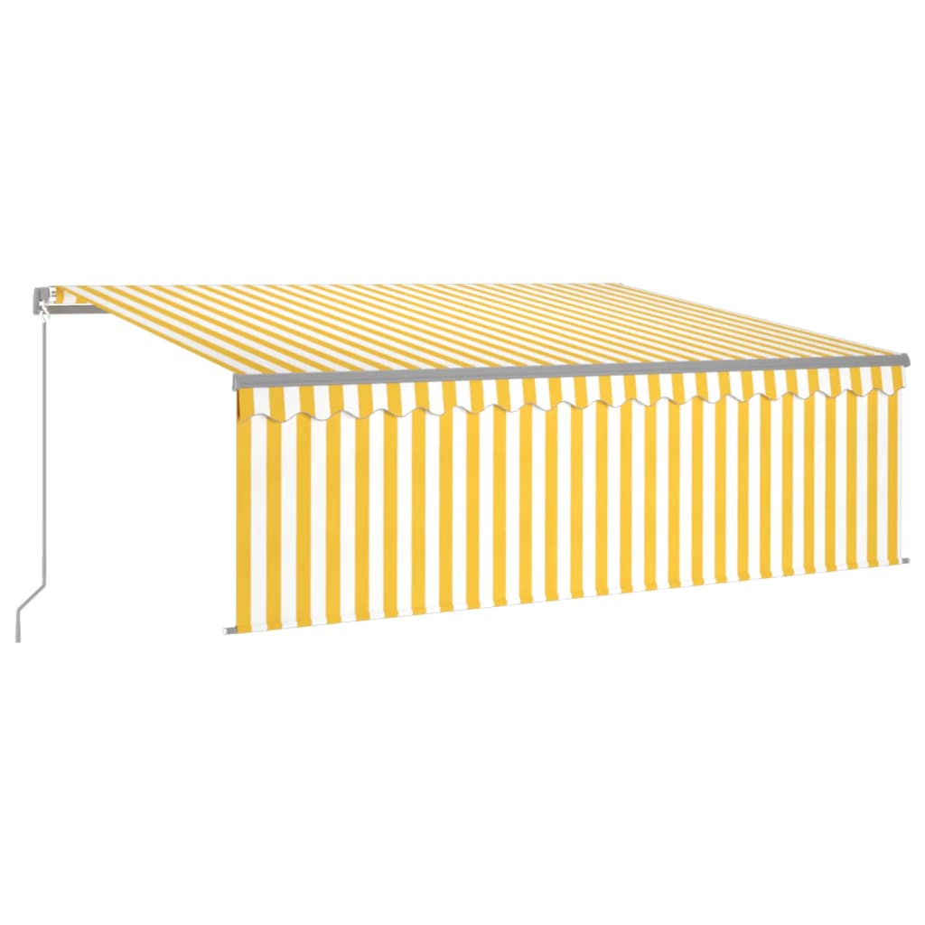 Auvent manuel rétractable avec store et LED 4,5x3 m Jaune blanc