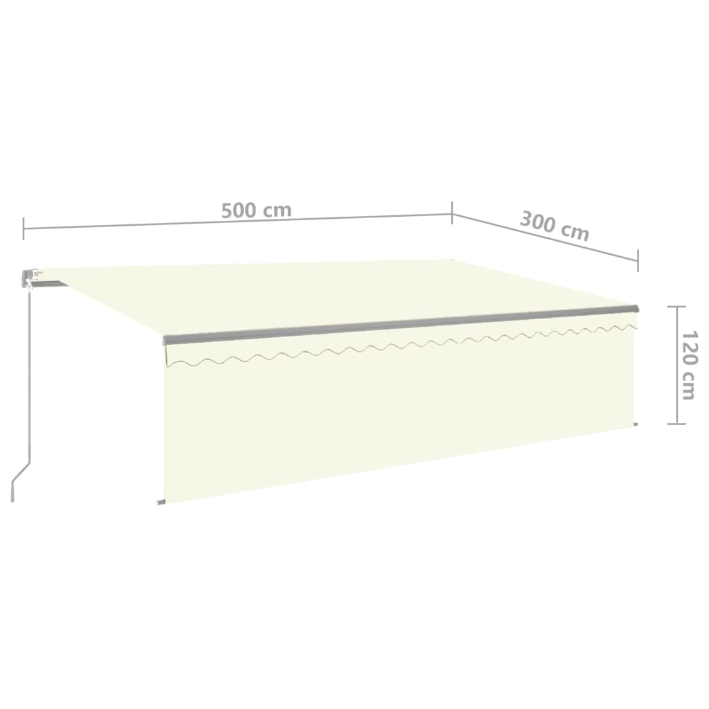 Auvent rétractable manuel avec store 5x3 m Crème