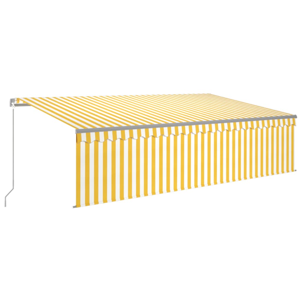 Auvent rétractable manuel avec store LED 5x3 m Jaune et blanc