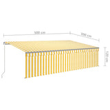 Auvent rétractable manuel avec store LED 5x3 m Jaune et blanc