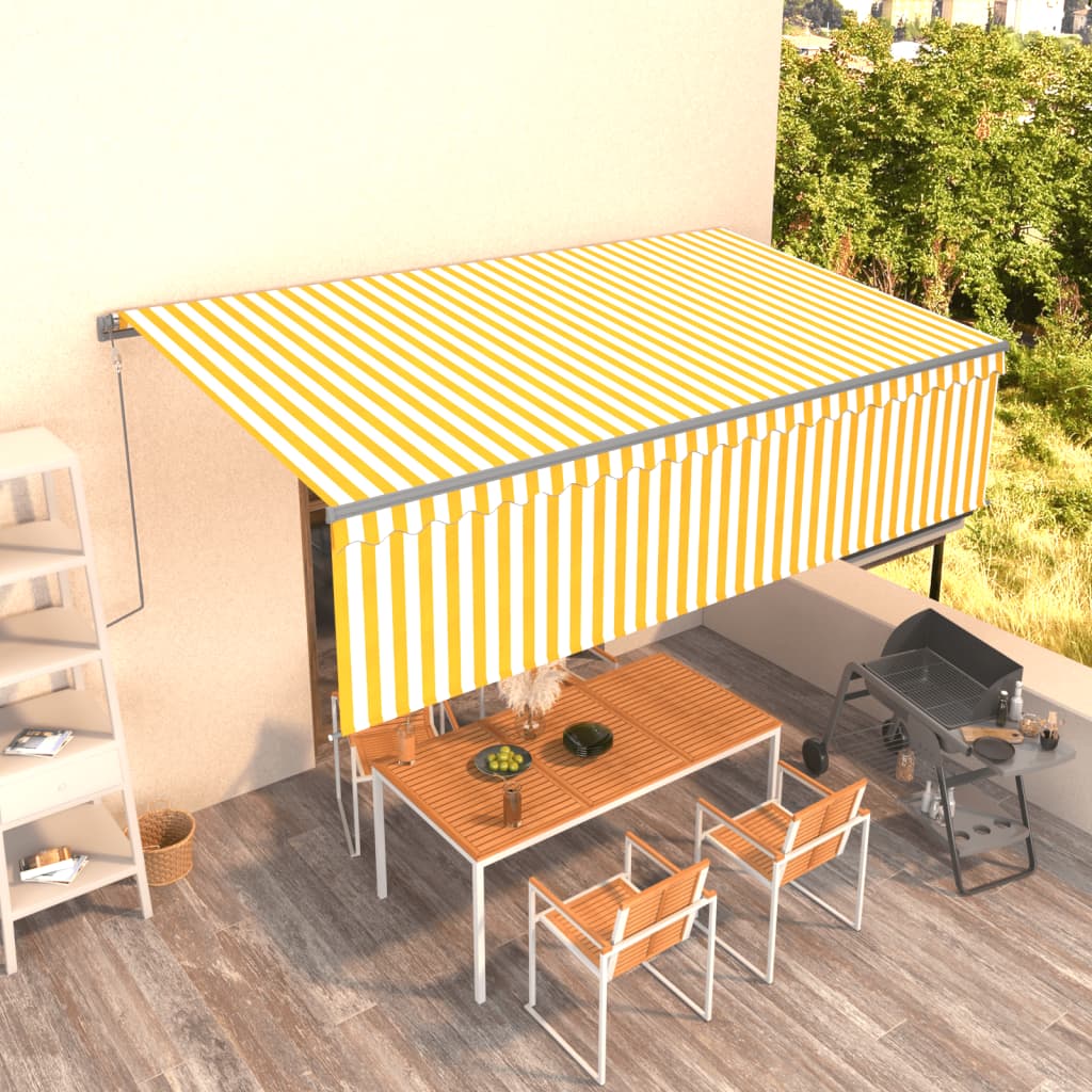 Automatic retractable awning with blind 5x3 m Yellow and white