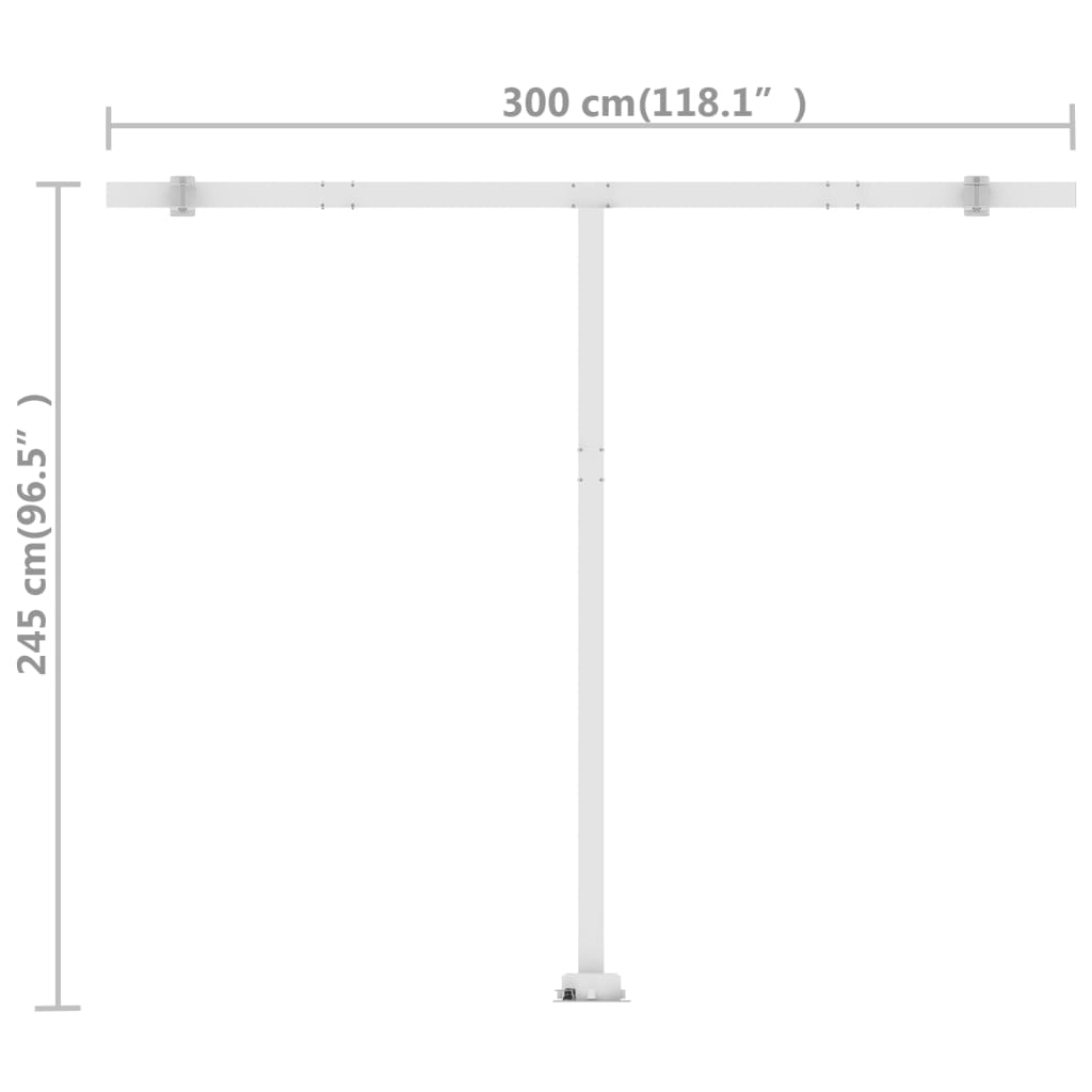 Auvent manuel rétractable sur pied 300x250 cm Crème