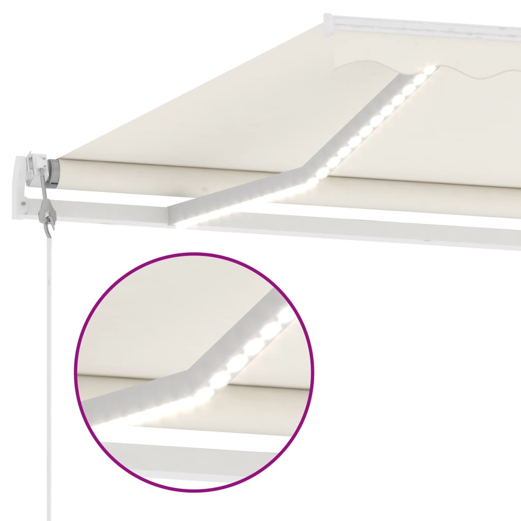 Auvent automatique avec capteur de vent et LED 300x250 cm Crème