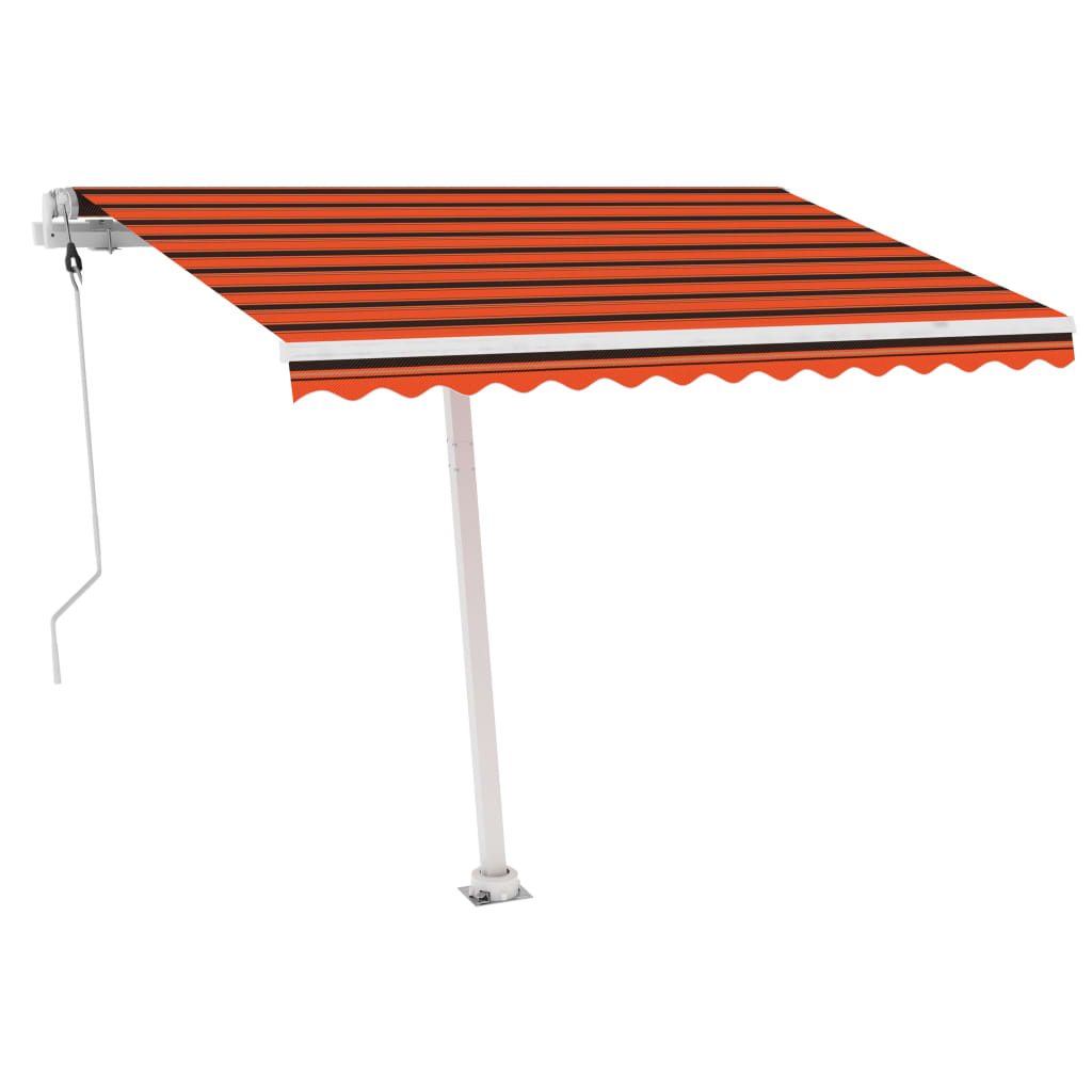 Auvent automatique capteur de vent/LED 350x250 cm Orange/marron