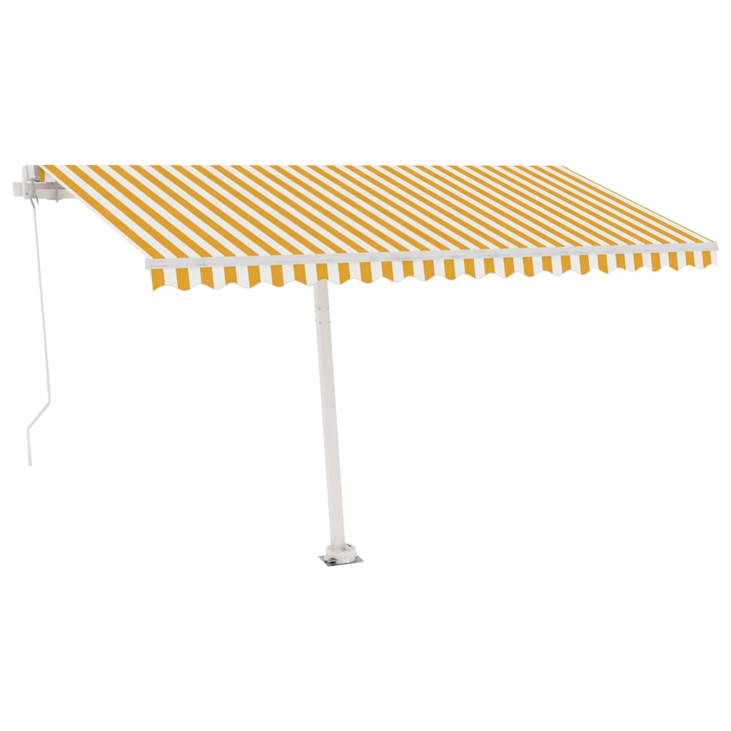 Manual retractable awning with LED 400x300 cm Yellow and white