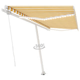 Manual retractable awning with LED 400x300 cm Yellow and white