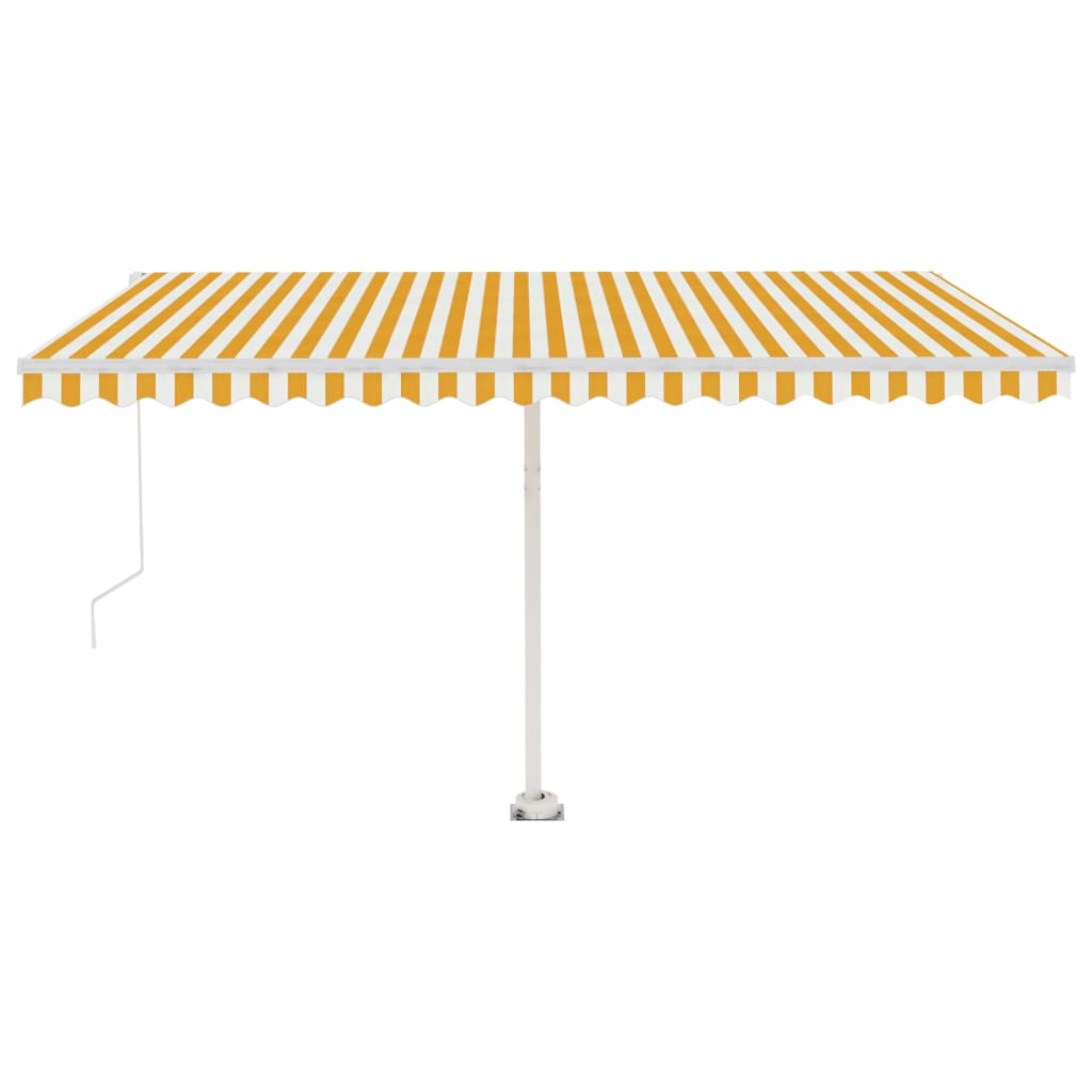 Manual retractable awning with LED 400x300 cm Yellow and white