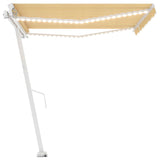 Manual retractable awning with LED 400x300 cm Yellow and white