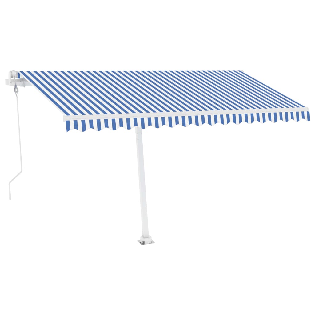 Auvent automatique capteur de vent/LED 400x300 cm Bleu et blanc