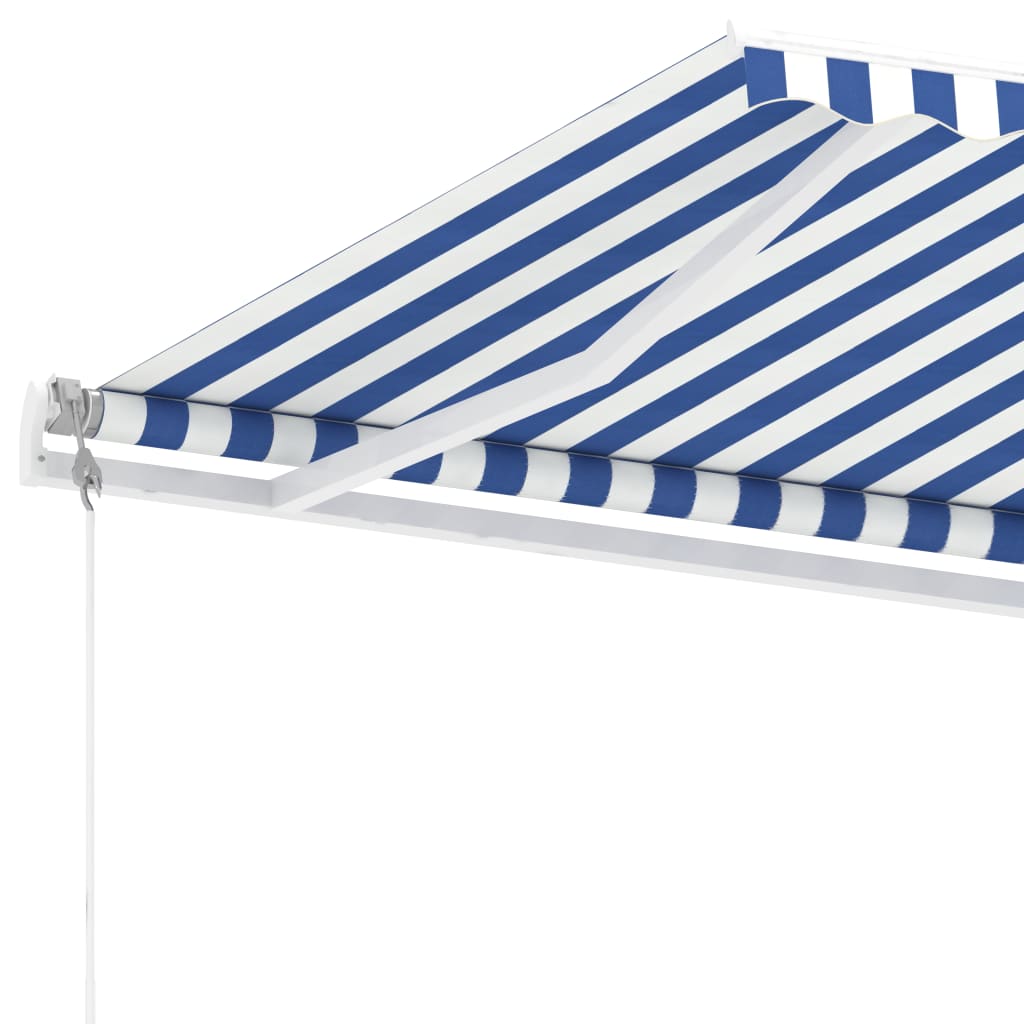 Auvent automatique capteur de vent/LED 400x300 cm Bleu et blanc