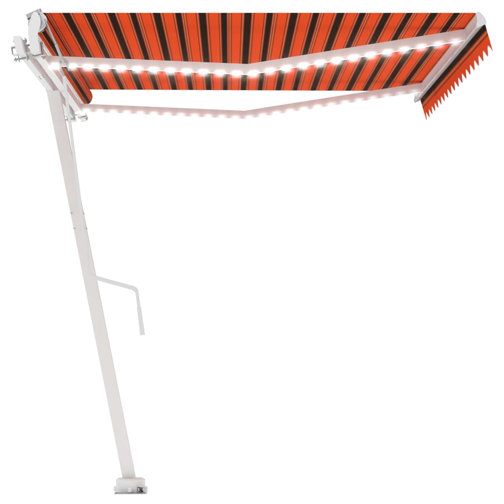 Auvent automatique capteur de vent/LED 400x300 cm Orange/marron