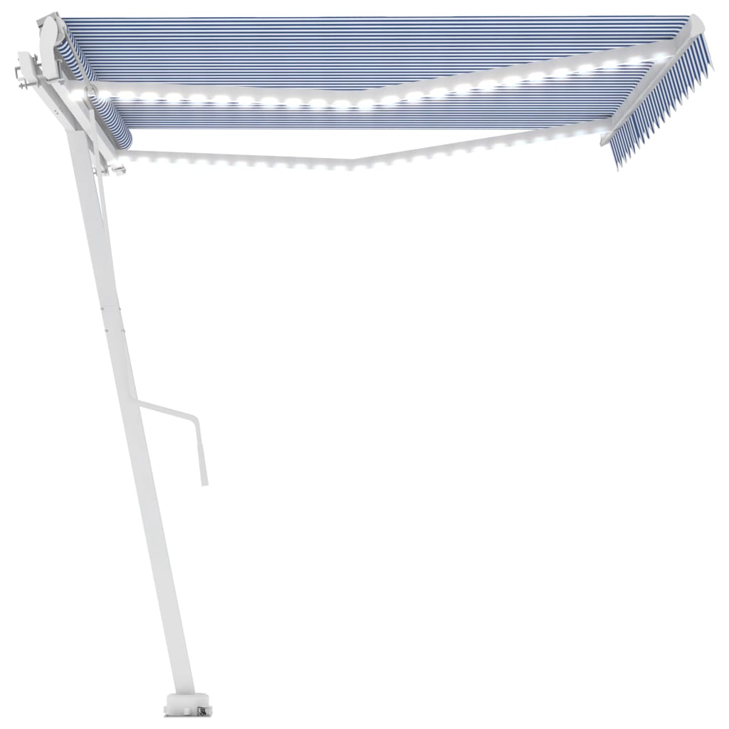 Automatischer Markisen-Windsensor/LED 450x300 cm Blau und Weiß