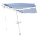 Automatischer Markisen-Windsensor/LED 450x300 cm Blau und Weiß