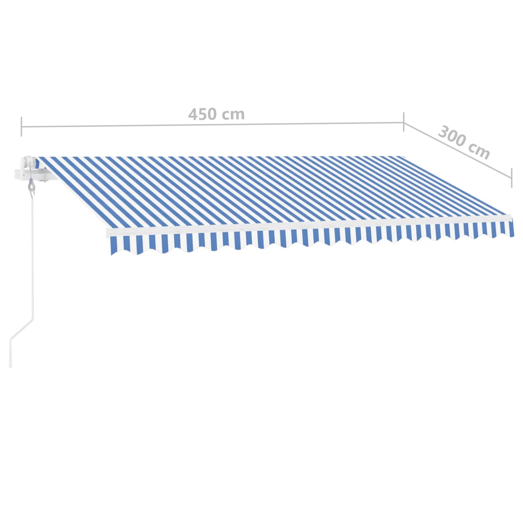 Automatischer Markisen-Windsensor/LED 450x300 cm Blau und Weiß