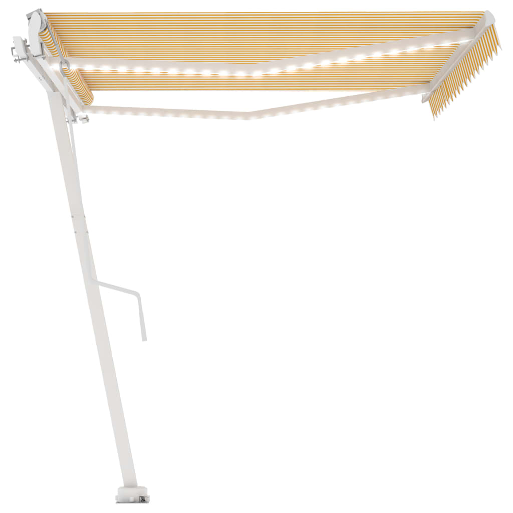 Auvent automatique capteur de vent/LED 450x300cm Jaune et blanc