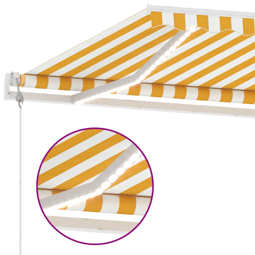 Auvent automatique capteur de vent/LED 450x300cm Jaune et blanc