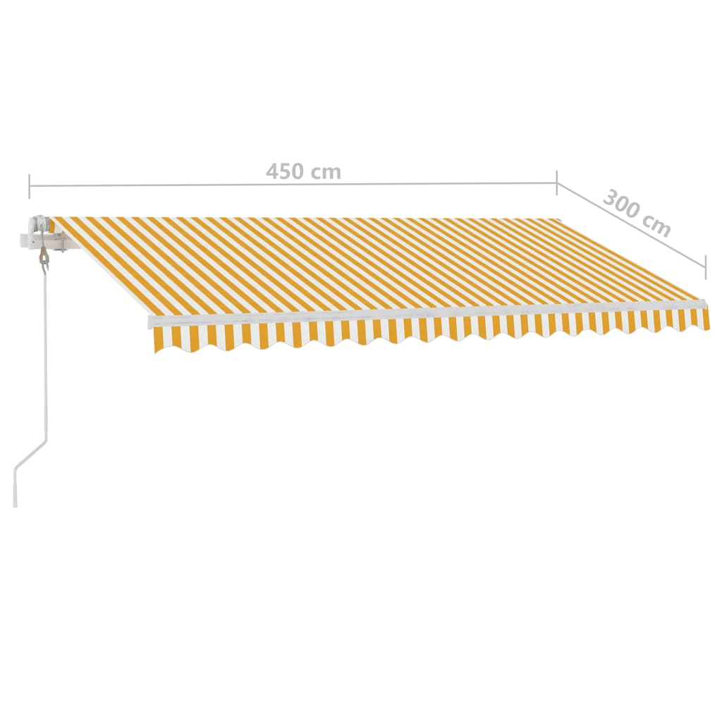 Auvent automatique capteur de vent/LED 450x300cm Jaune et blanc