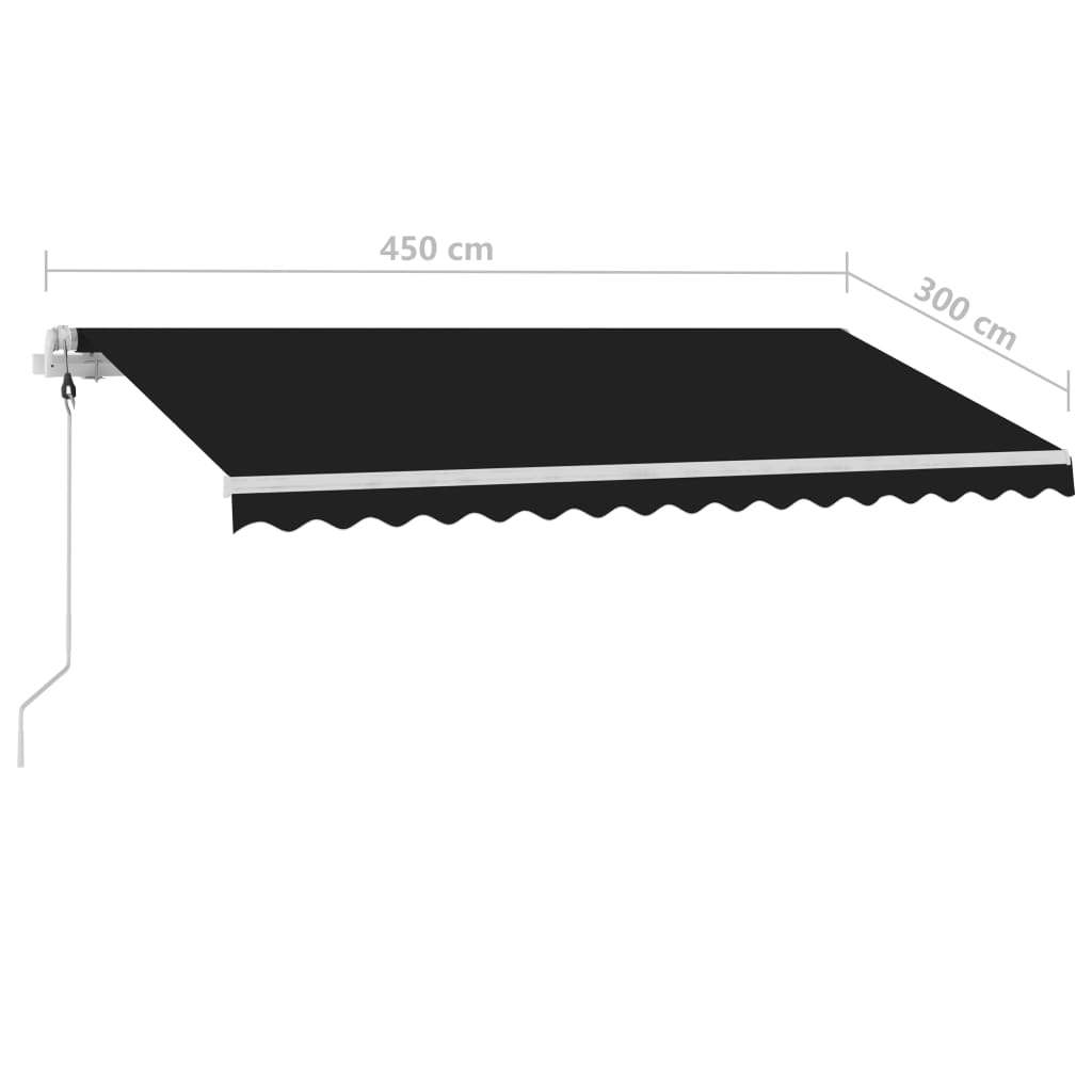 Auvent automatique et capteur de vent/LED 450x300 cm Anthracite