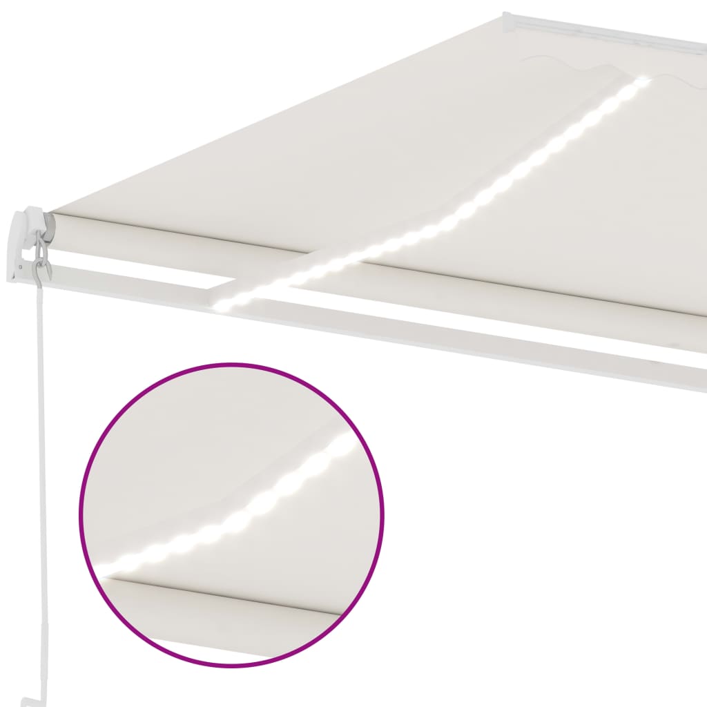 Einziehbare manuelle Markise mit LED 500x300 cm Creme