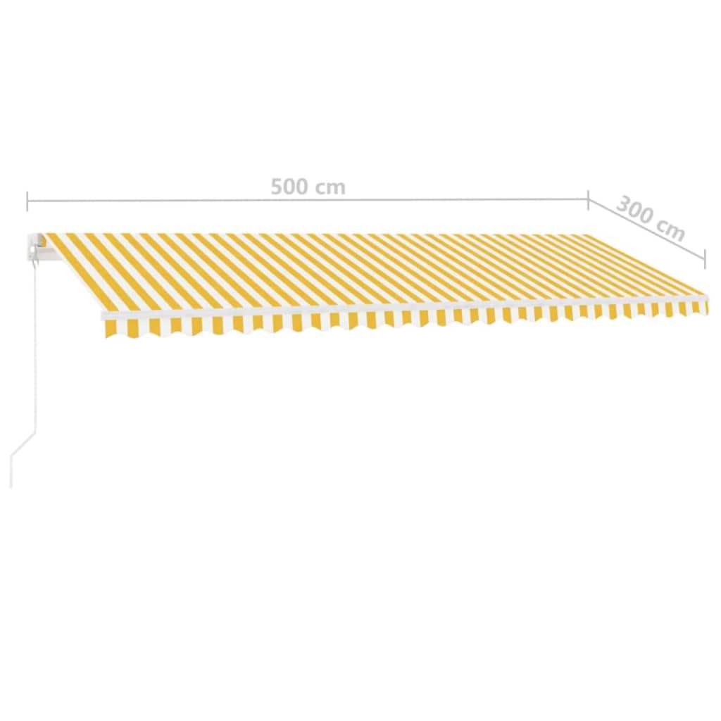 Auvent manuel rétractable avec LED 500x300 cm Jaune et blanc