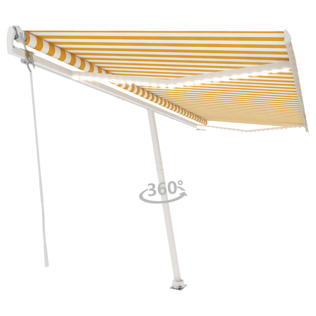 Auvent automatique capteur de vent/LED 500x300cm Jaune et blanc