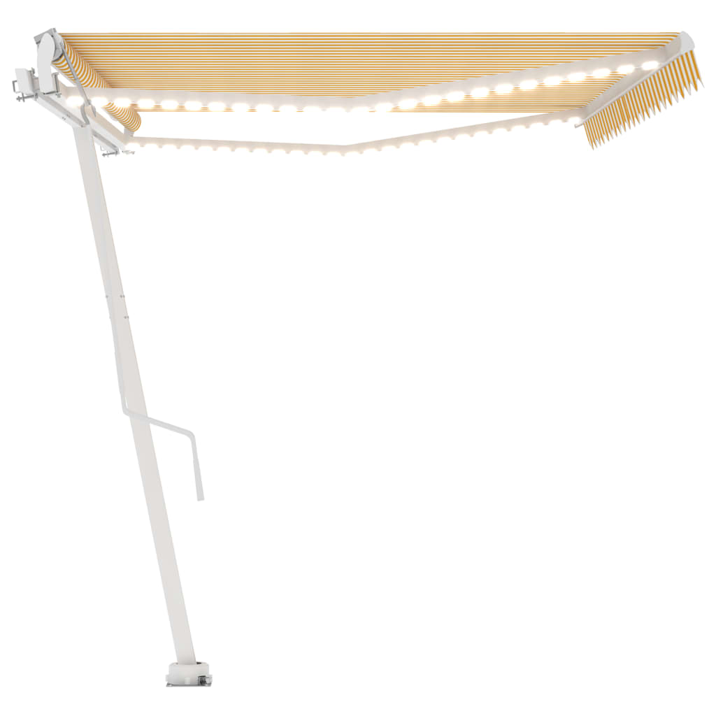 Auvent automatique capteur de vent/LED 500x300cm Jaune et blanc