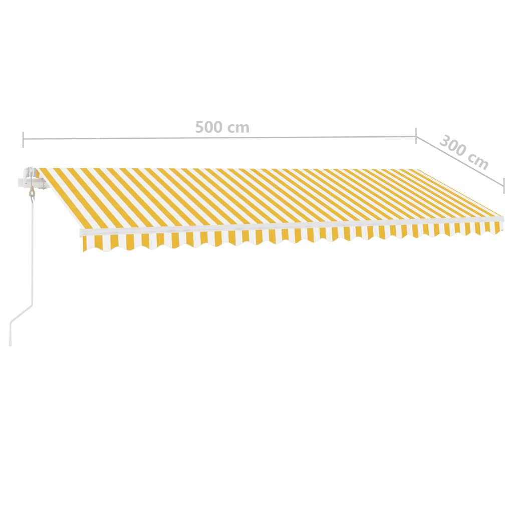 Auvent automatique capteur de vent/LED 500x300cm Jaune et blanc