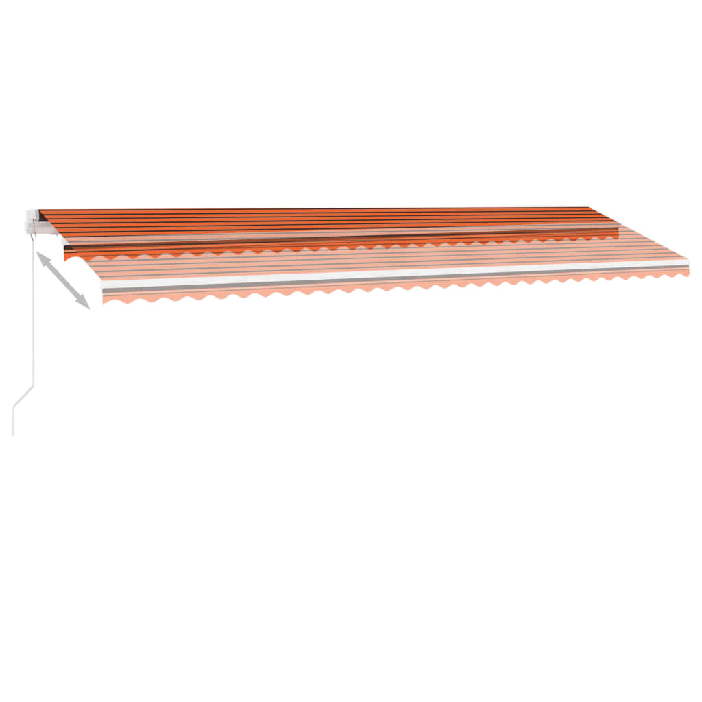 Einziehbare manuelle Markise mit LED 600x300 cm Orange und Braun