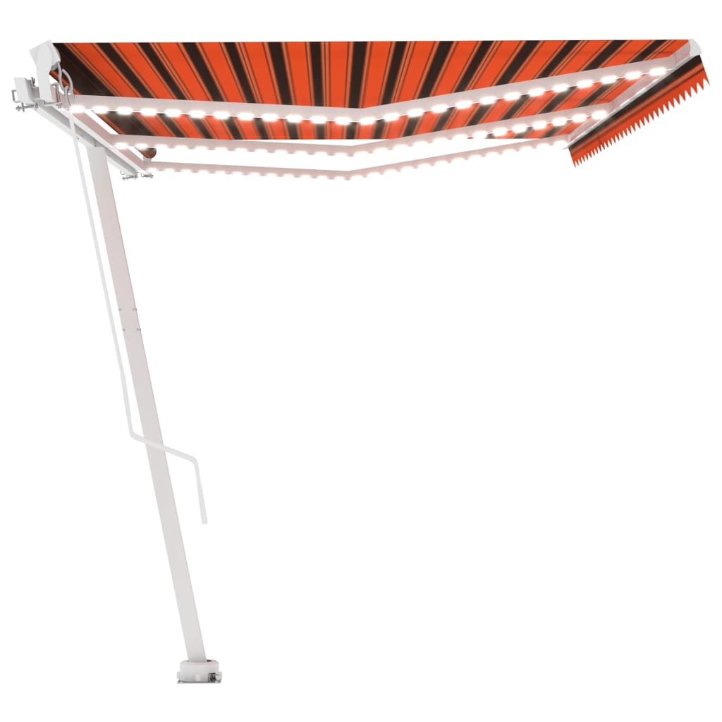 Einziehbare manuelle Markise mit LED 600x300 cm Orange und Braun