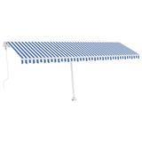 Auvent automatique capteur de vent/LED 600x300 cm Bleu et blanc