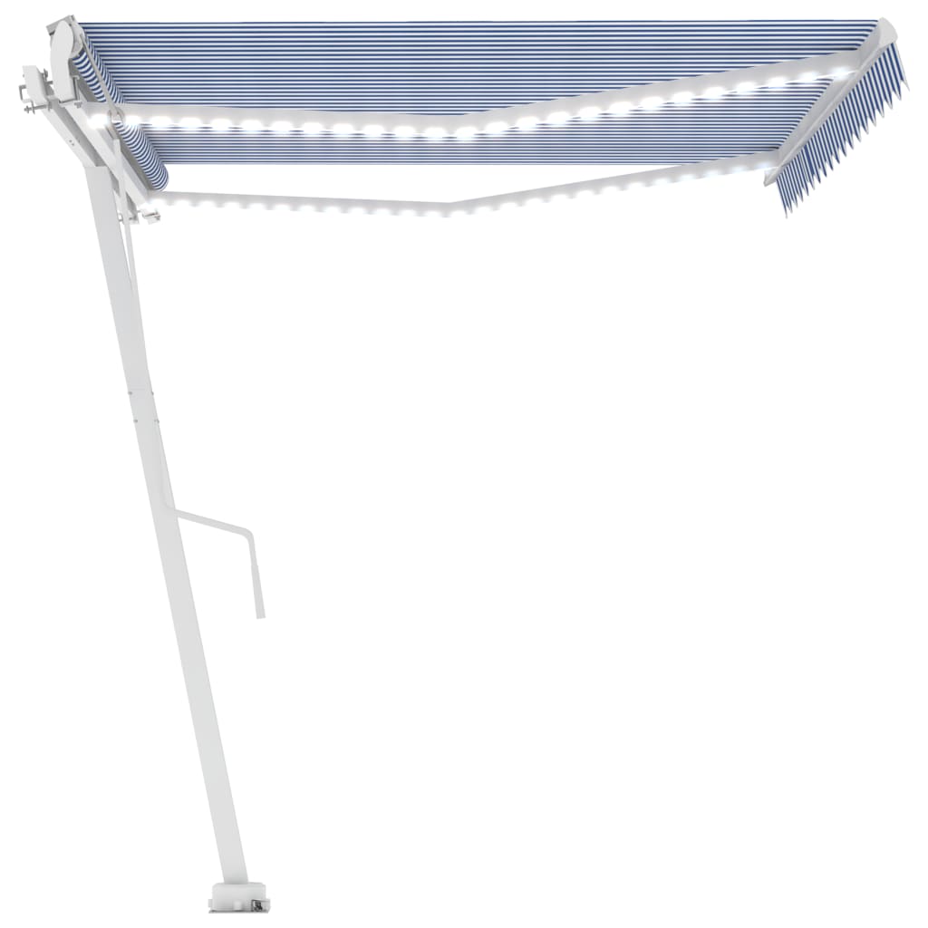 Automatischer Markisen-Windsensor/LED 400x350 cm Blau und Weiß