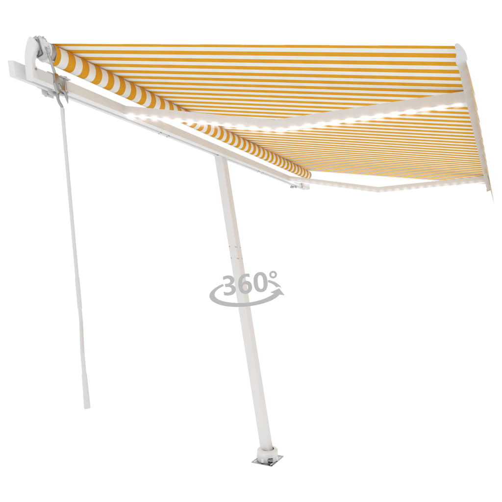 Automatic awning wind sensor/LED 400x350cm Yellow and white