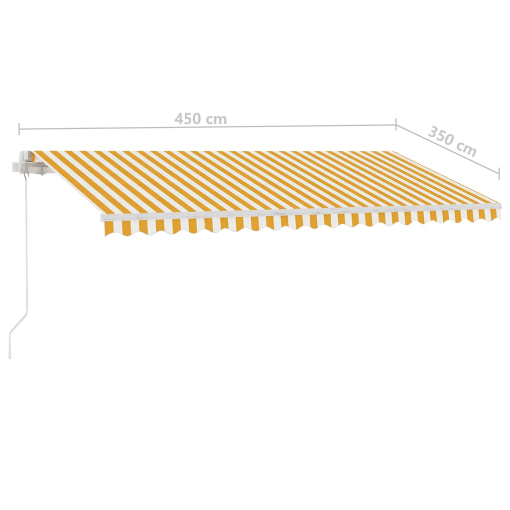 Auvent manuel rétractable avec LED 450x350 cm Jaune et blanc