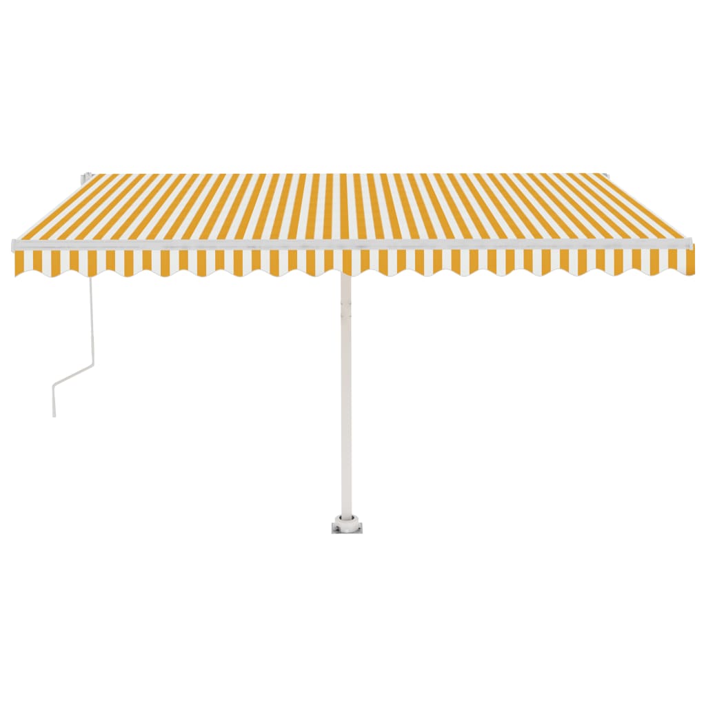 Auvent automatique capteur de vent LED 450x350cm Jaune et blanc