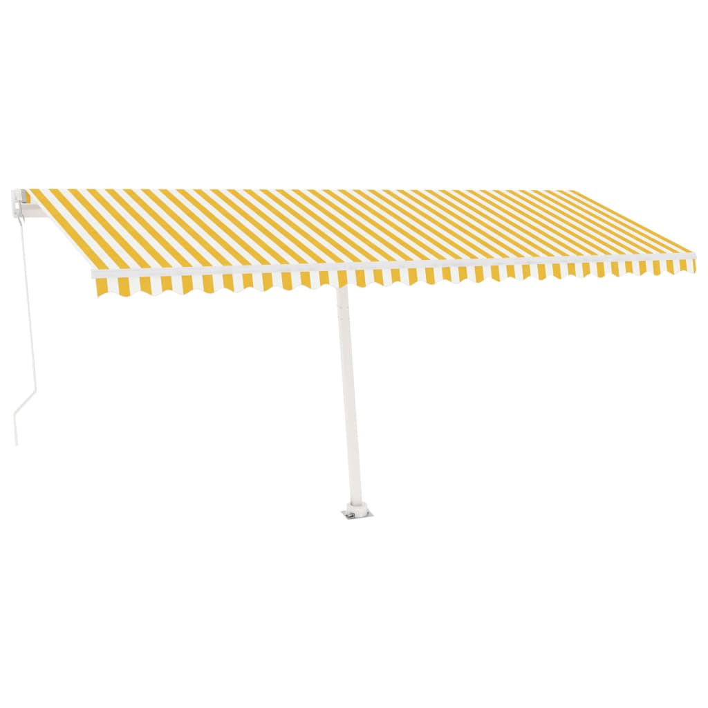 Manual retractable awning with LED 500x350 cm Yellow and white