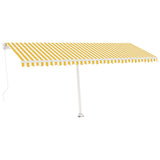 Manual retractable awning with LED 500x350 cm Yellow and white