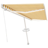 Manual retractable awning with LED 500x350 cm Yellow and white