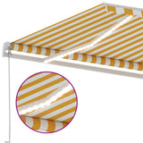 Manual retractable awning with LED 500x350 cm Yellow and white