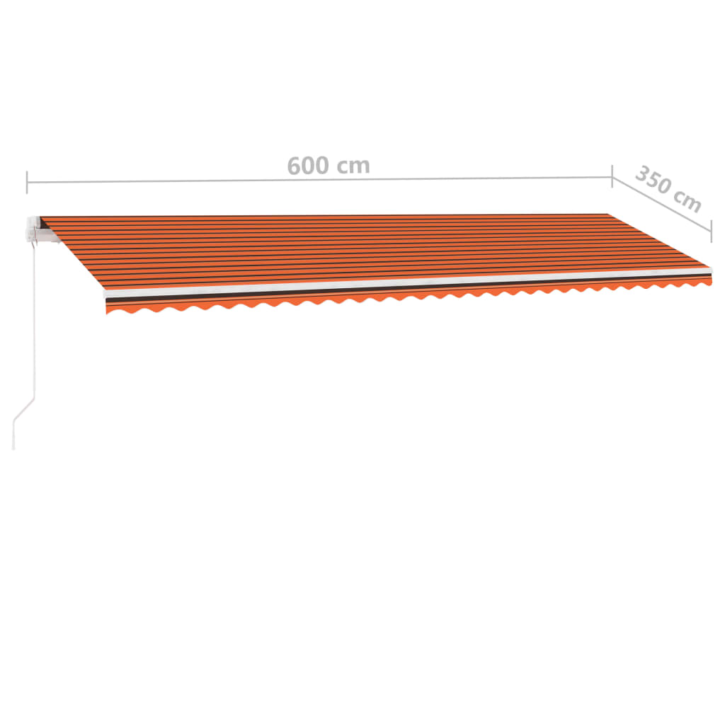 Einziehbare manuelle Markise mit LED 600x350 cm Orange und Braun