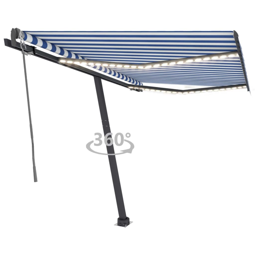 Automatischer Markisen-Windsensor/LED 300x250 cm Blau und Weiß